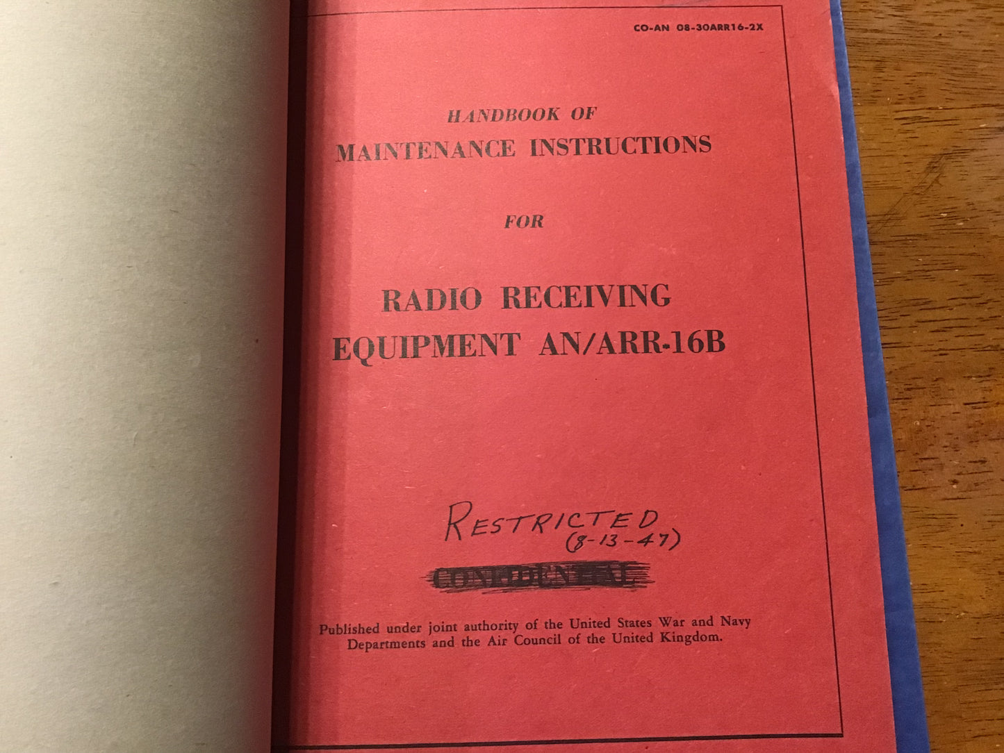 Vintage AN/ARR-16B Radio Receiving Equipment Manual Set Restricted 1947 USAF