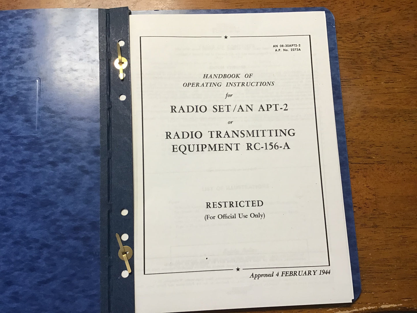 WWII AN/APT-2 Radar Radio Transmitting Equipment RC-156-A Manual 1944/1945 Restricted