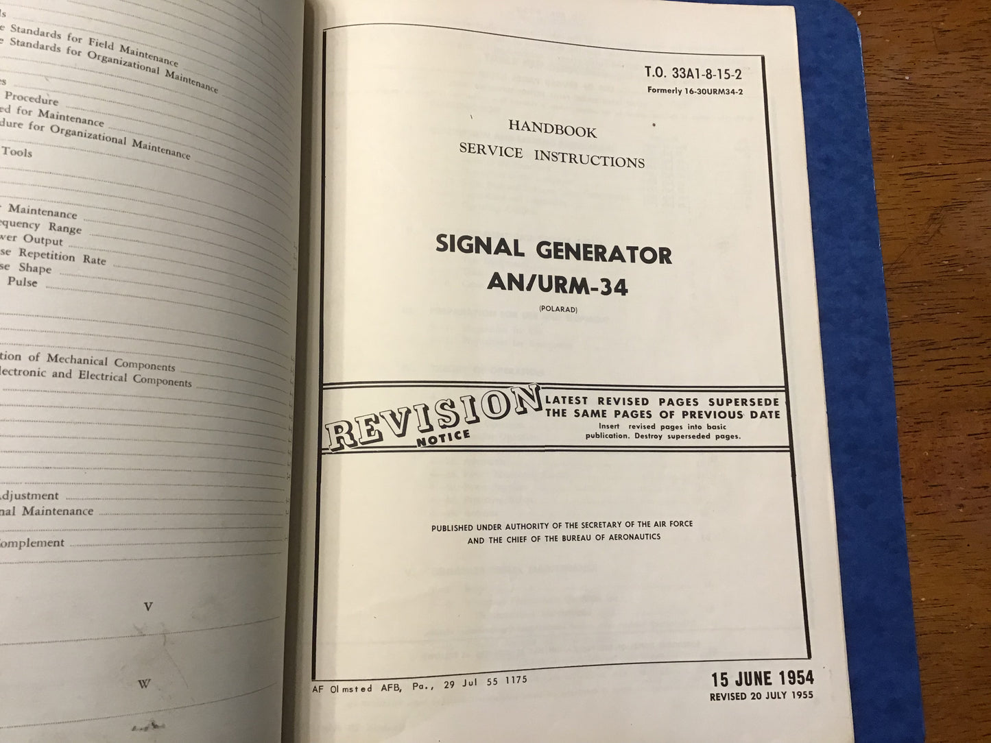 Vintage 1954-55 AN/URM-34 Signal Generator Polarad Military Technical Manual Set T.O. 33A1-8-15
