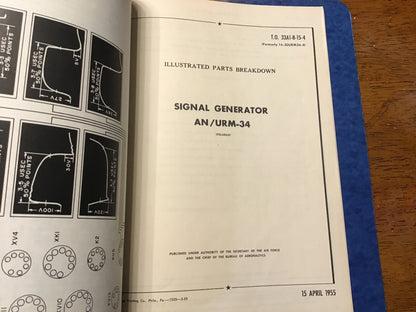 Vintage 1954-55 AN/URM-34 Signal Generator Polarad Military Technical Manual Set T.O. 33A1-8-15