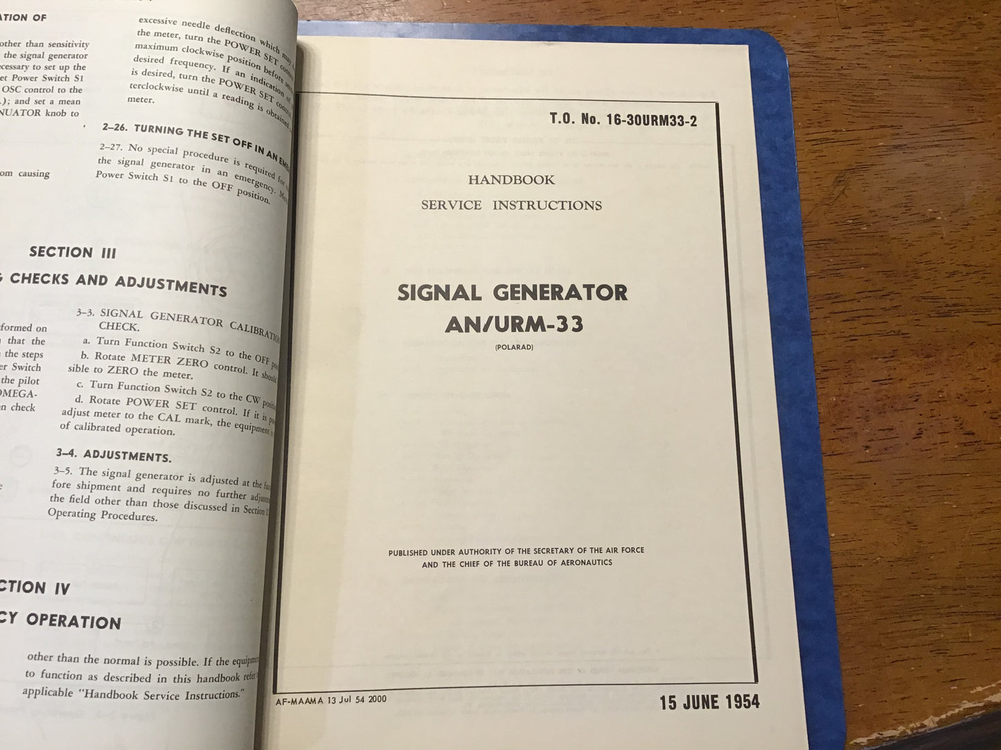Vintage 1954 AN/URM-33 Signal Generator Polarad Military Technical Manual Set USAF