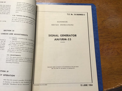 Vintage 1954 AN/URM-33 Signal Generator Polarad Military Technical Manual Set USAF
