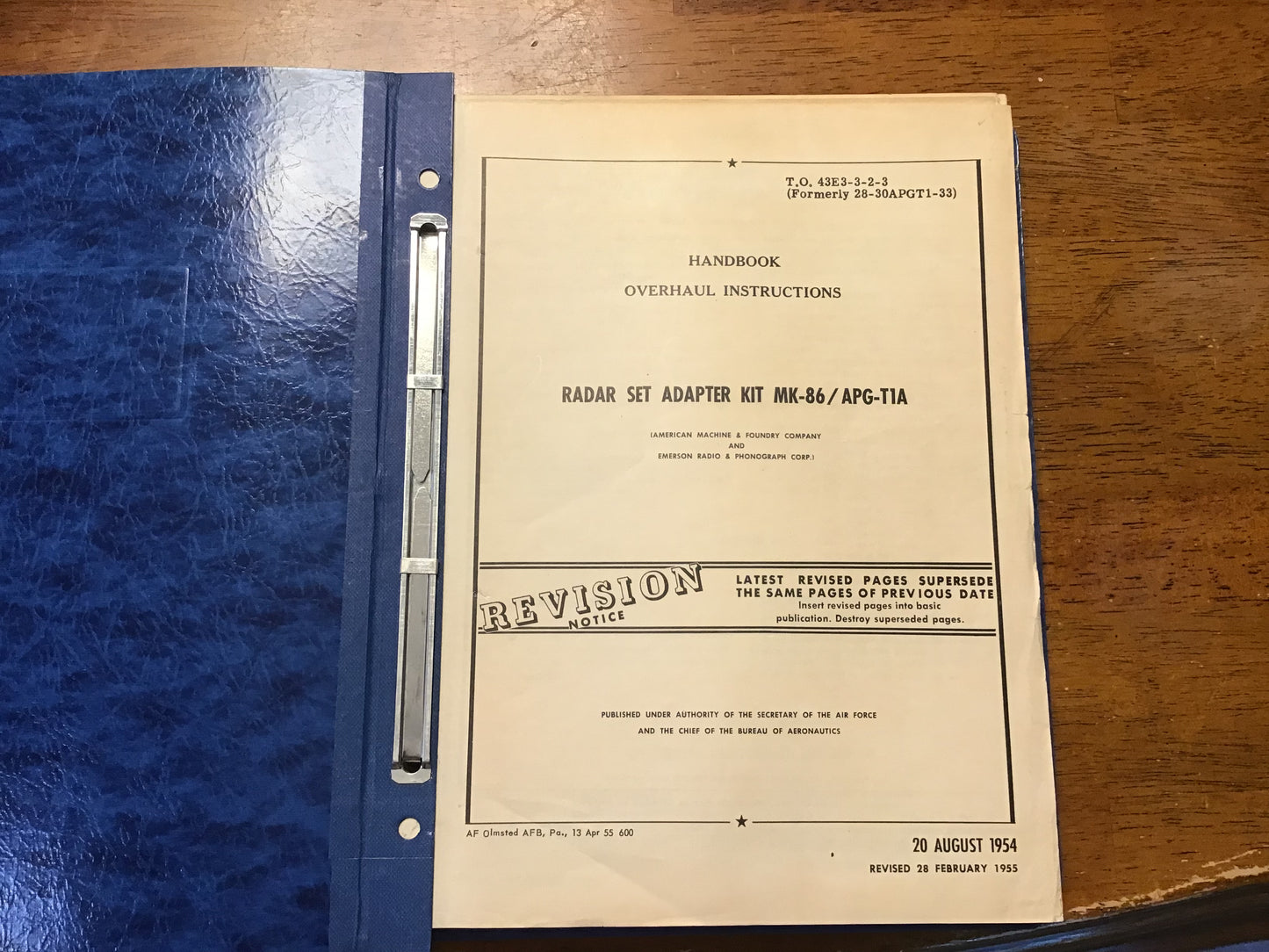 1952-55 AN/APG-T1A Radar Training Set Manuals MK-86 APG-T1A USAF Navy