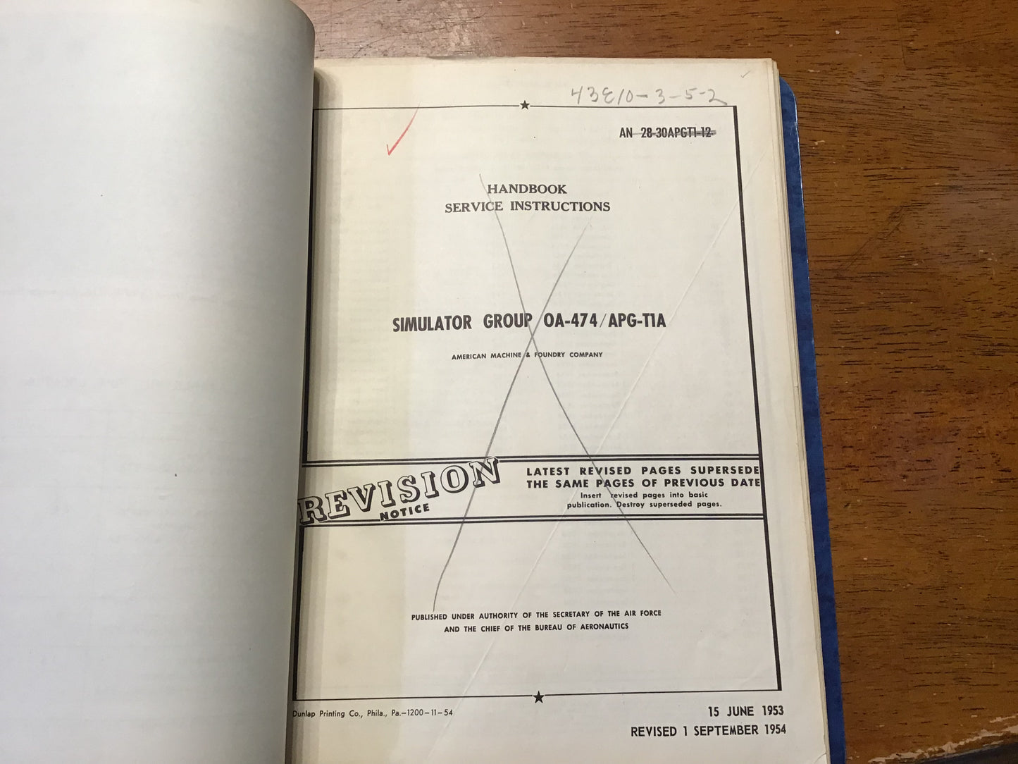 1952-55 AN/APG-T1A Radar Training Set Manuals MK-86 APG-T1A USAF Navy