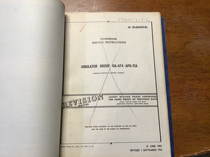 1952-55 AN/APG-T1A Radar Training Set Manuals MK-86 APG-T1A USAF Navy
