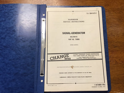 Vintage USAF AN/USM-16 Signal Generator Service Instructions Manual T.O. 33A1-8-23-2