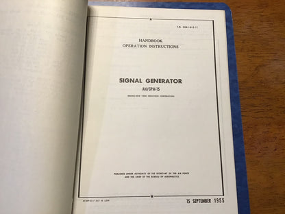 Vintage 1955 AN/GPM-15 Signal Generator USAF Technical Manuals Set T.O. 33A1