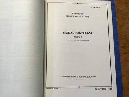 Vintage 1955 AN/GPM-15 Signal Generator USAF Technical Manuals Set T.O. 33A1
