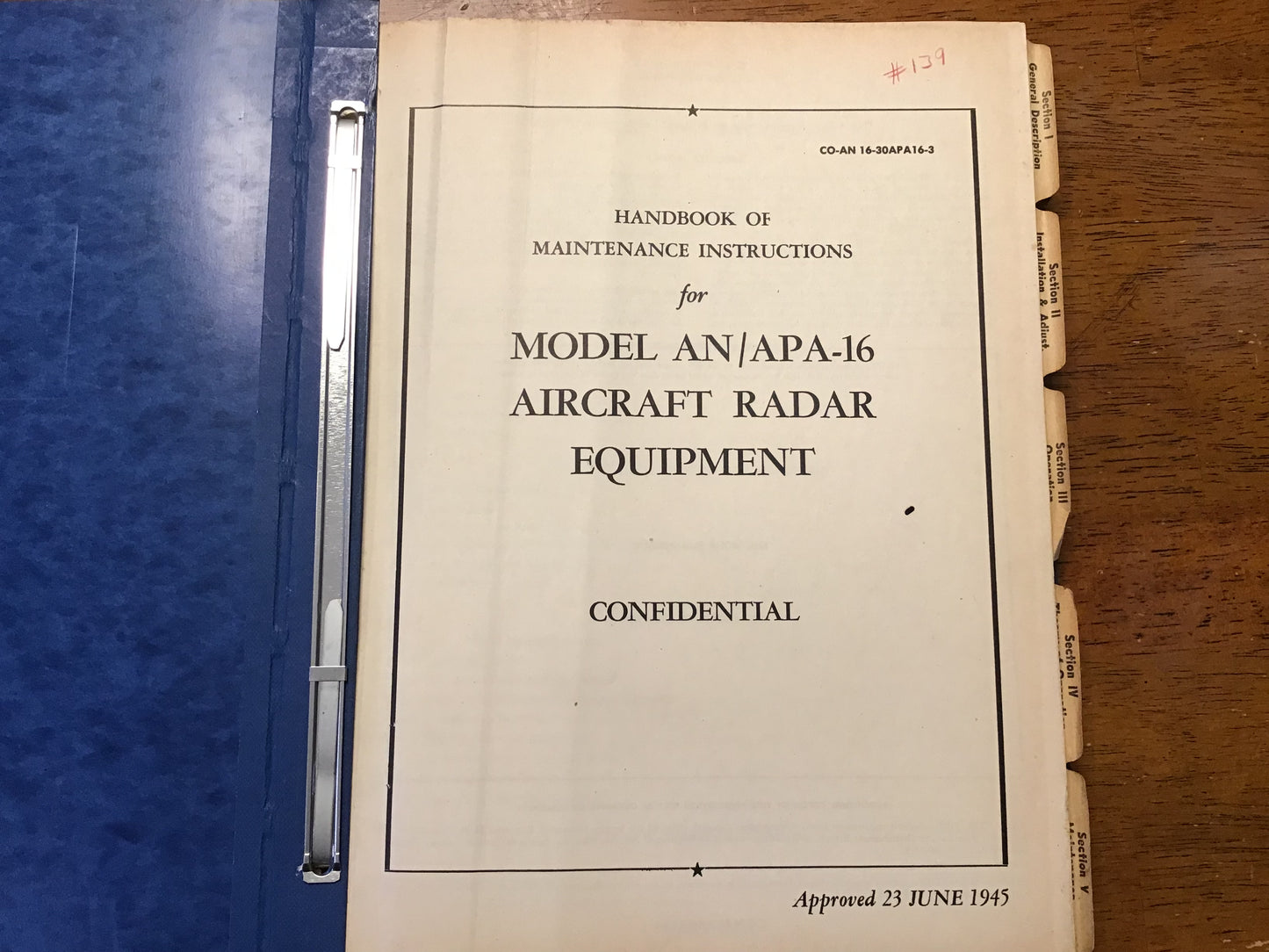 WWII 1945 AN/APA-16 Aircraft Radar Equipment Maintenance Manual CONFIDENTIAL USAAF