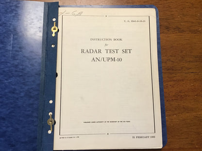 Vintage 1955 USAF AN/UPM-10 Radar Test Set Instruction Book & Parts List Manual