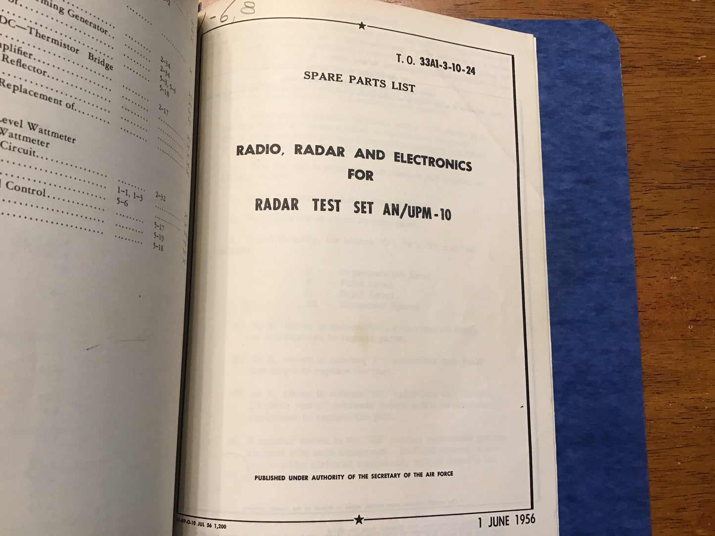 Vintage 1955 USAF AN/UPM-10 Radar Test Set Instruction Book & Parts List Manual