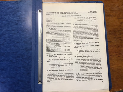 Vintage AN/URM-48 Signal Generator Manual Set TM 11-1257 Army Air Force Tech Manuals