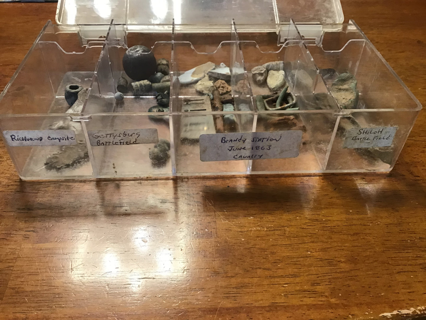 Civil War Relic Lot – Gettysburg, Brandy Station & Shiloh Battlefield Finds w/ Display Case