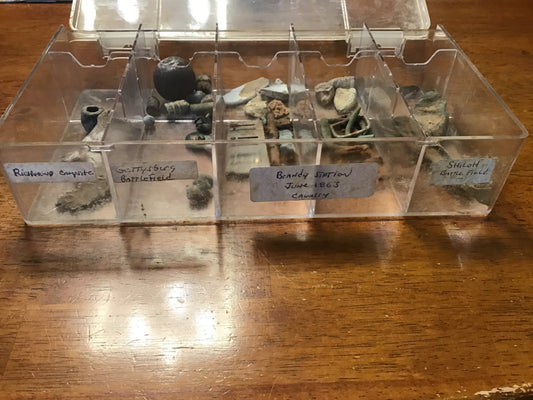 Civil War Relic Lot – Gettysburg, Brandy Station & Shiloh Battlefield Finds w/ Display Case