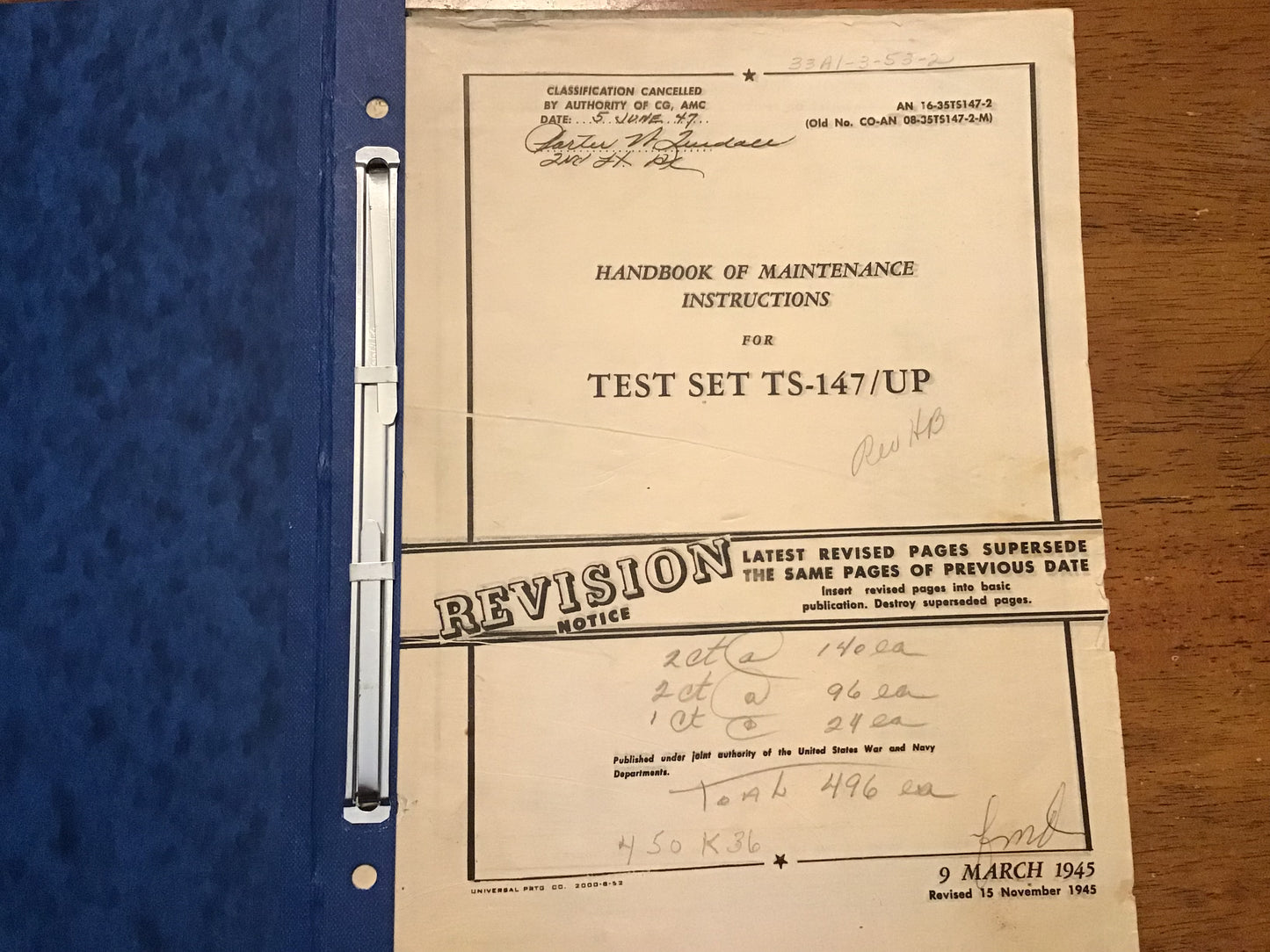 Vintage TS-147/UP Test Set Technical Manual Binder WWII Korean War Navy Air Force NAVSHIPS