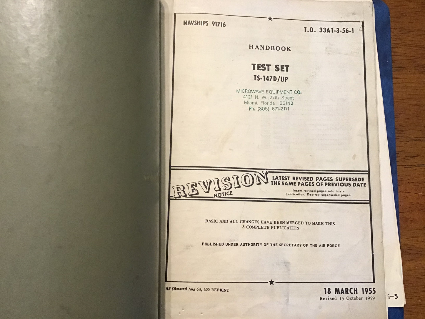 Vintage TS-147/UP Test Set Technical Manual Binder WWII Korean War Navy Air Force NAVSHIPS