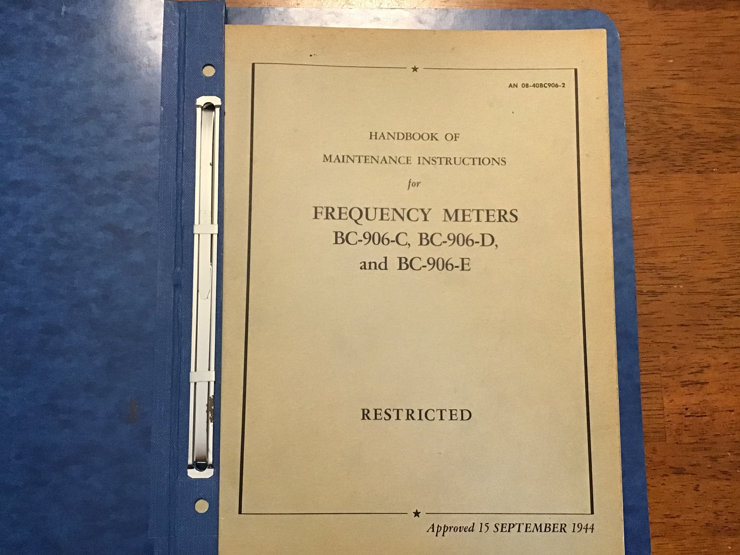 WWII USAAF BC-906C BC-906D BC-906E Frequency Meter Maintenance Manual AN 08-40BC906-2 1944