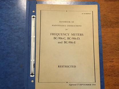 WWII USAAF BC-906C BC-906D BC-906E Frequency Meter Maintenance Manual AN 08-40BC906-2 1944