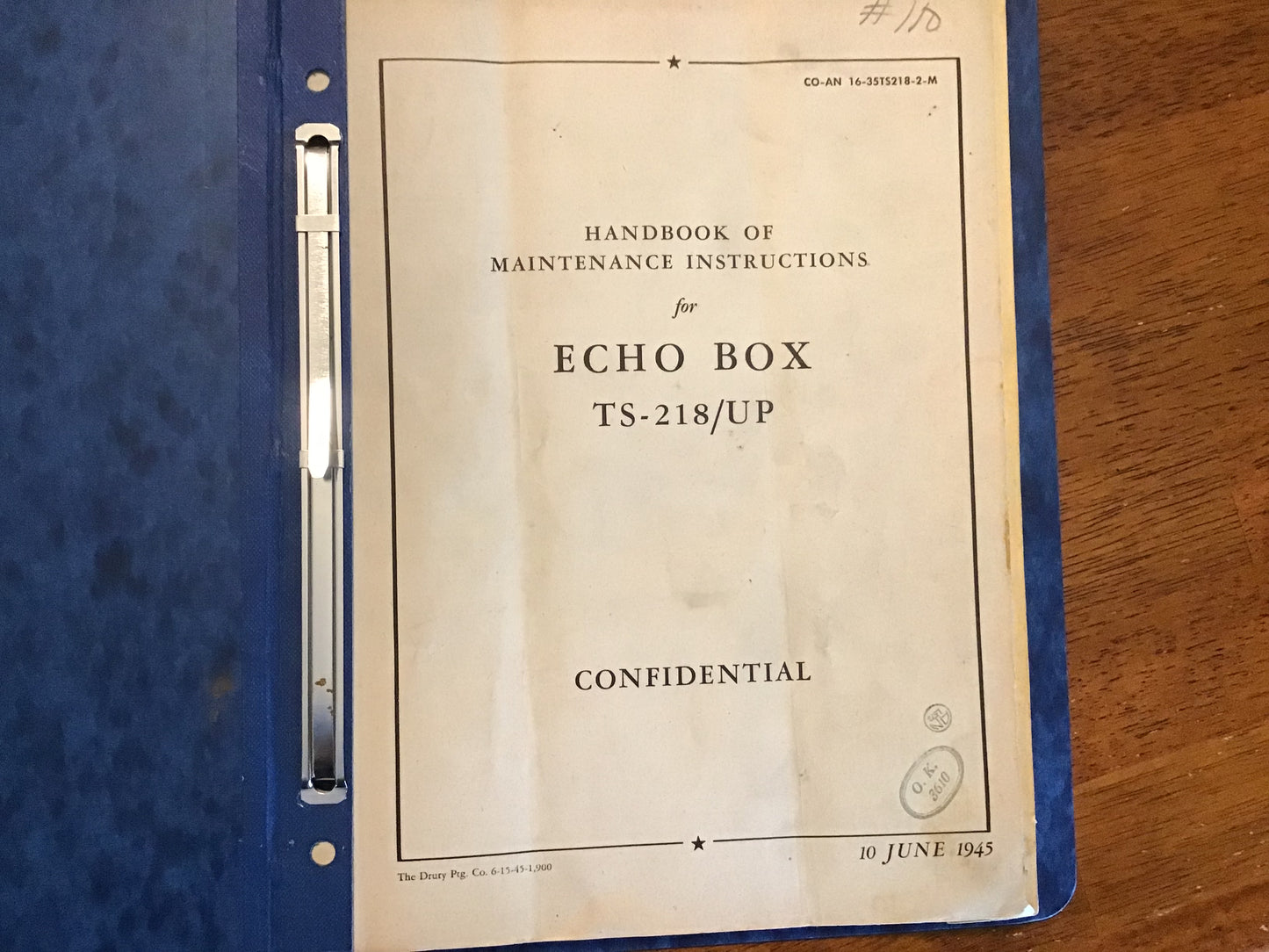 WWII USAAF Echo Box TS-218/UP Maintenance Manual AN 16-35TS218-2-M Confidential 1945