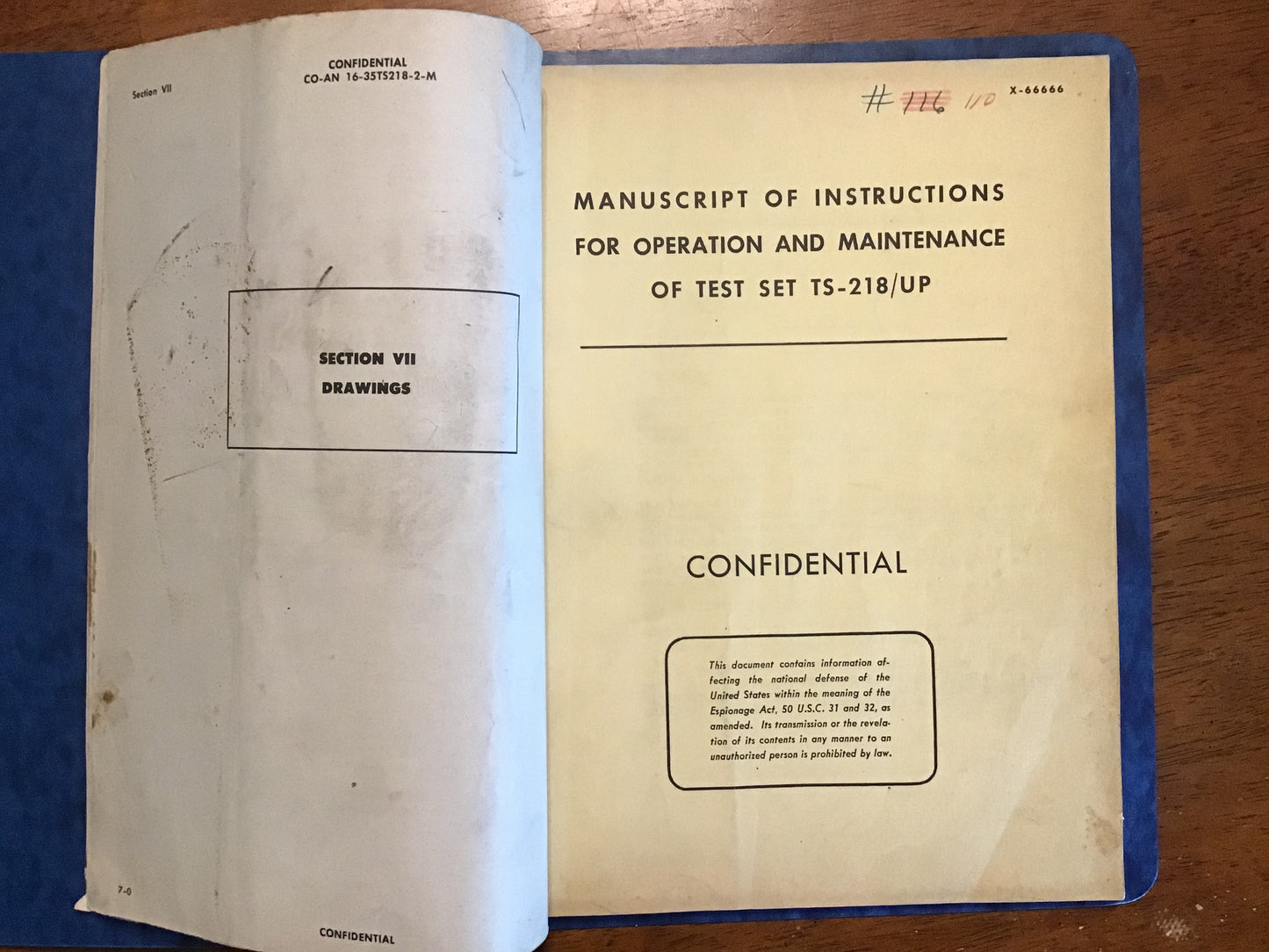 WWII USAAF Echo Box TS-218/UP Maintenance Manual AN 16-35TS218-2-M Confidential 1945