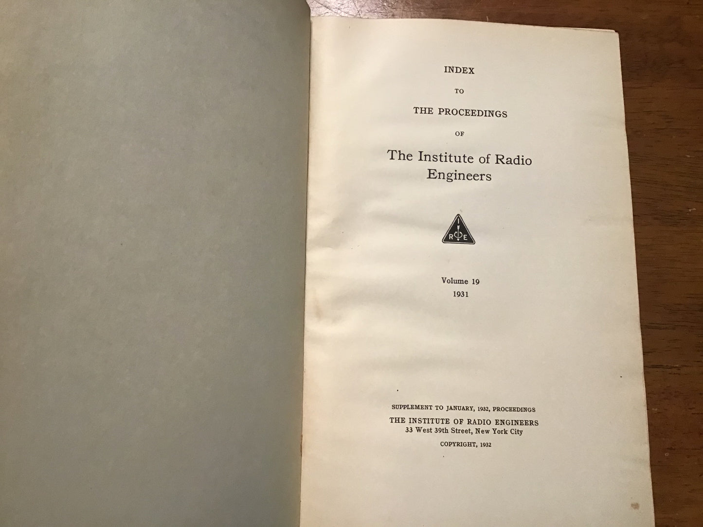 1931 Proceedings of the Institute of Radio Engineers IRE Vol. 19 Hardcover Book