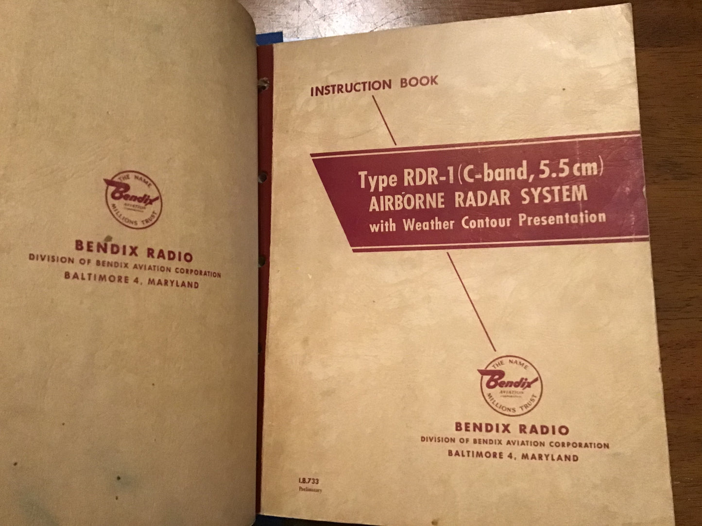 Bendix RDR-1 Airborne Radar System X & C Band Instruction Manuals Binder Lot