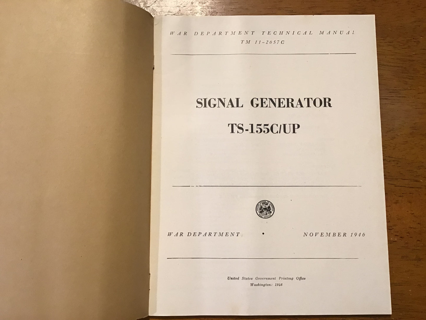 TM 11-2657C Signal Generator TS-155C/UP WWII War Dept Technical Manual 1946
