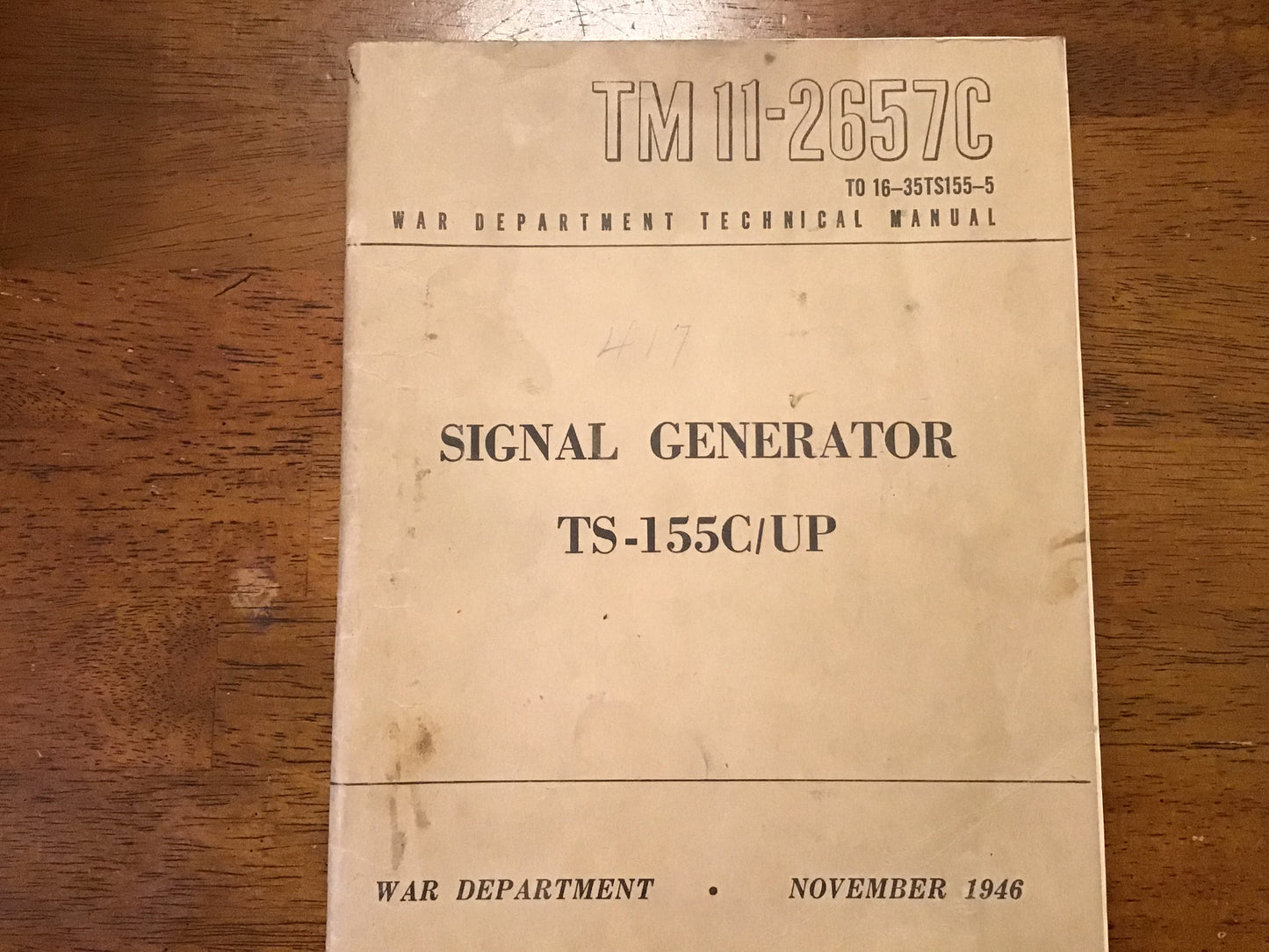 TM 11-2657C Signal Generator TS-155C/UP Manual + 1949/1955 Army Supplements