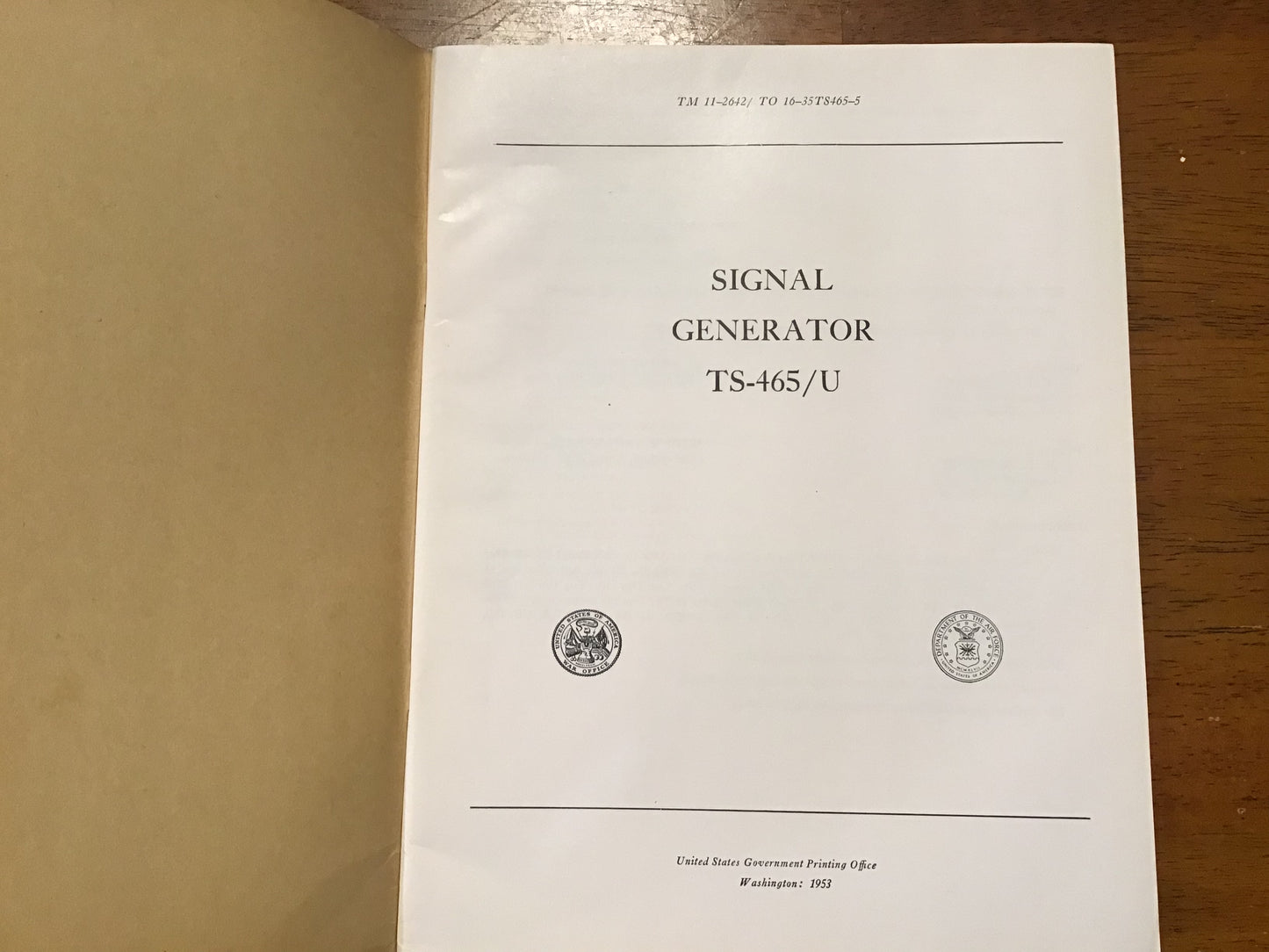 TM 11-2642 Signal Generator TS-465/U Army Air Force Technical Manual 1953