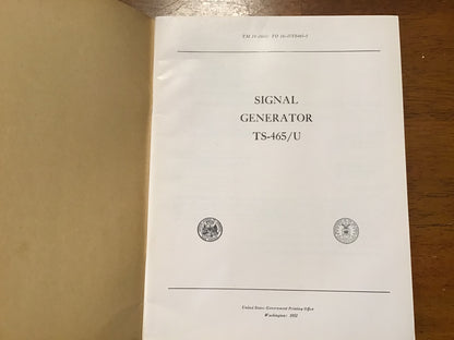 TM 11-2642 Signal Generator TS-465/U Army Air Force Technical Manual 1953