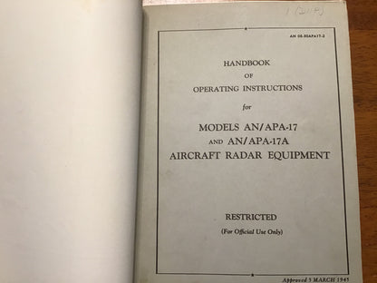 WWII AN/APA-17 & AN/APA-17A Radar Direction Finding Manual Binder 1944-1953 USAF Navy