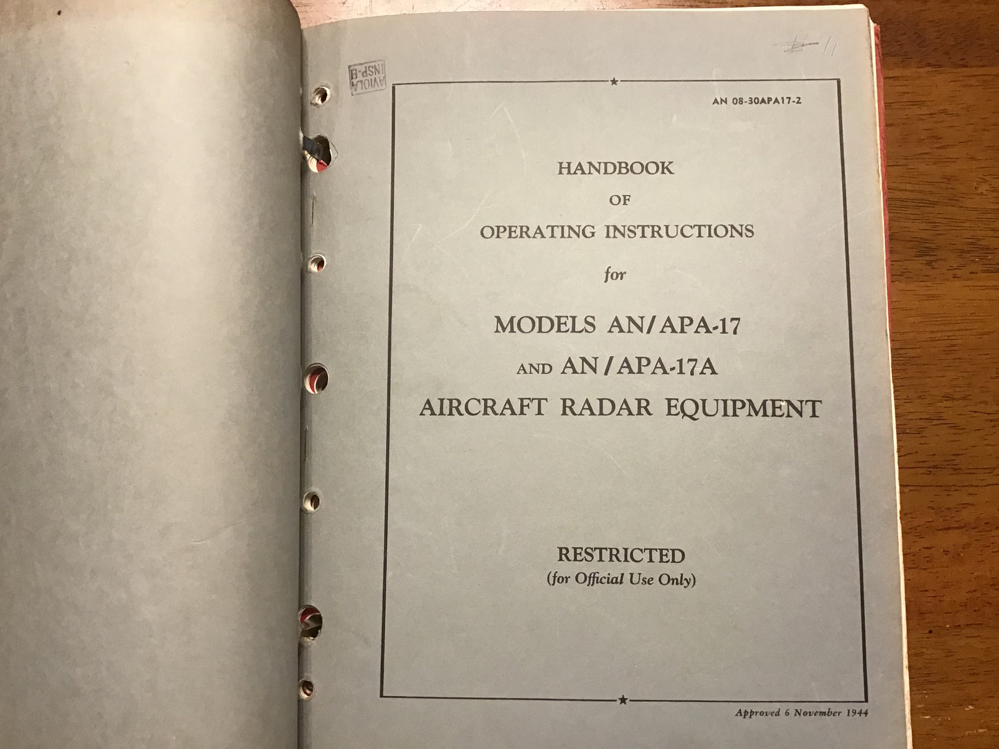 WWII AN/APA-17 & AN/APA-17A Radar Direction Finding Manual Binder 1944-1953 USAF Navy