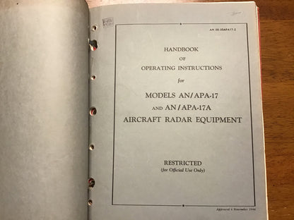 WWII AN/APA-17 & AN/APA-17A Radar Direction Finding Manual Binder 1944-1953 USAF Navy
