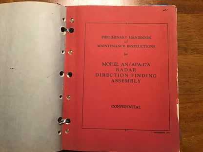 WWII AN/APA-17 & AN/APA-17A Radar Direction Finding Manual Binder 1944-1953 USAF Navy