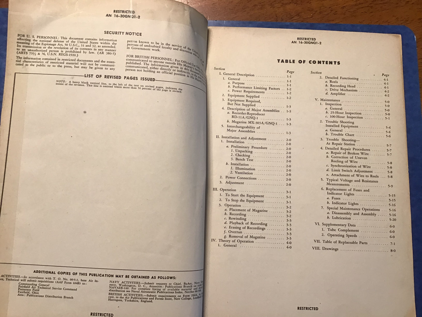 WWII AN/GNQ-1A Recorder-Reproducer Handbook 1945 U.S. Army Navy Technical Manual Original