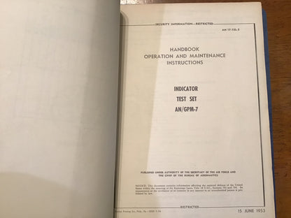 1953 AN/GPM-5 AN/GPM-7 AN/GPM-9 AN/GPM-10 AN/GPM-11 AN/GPM-13 AN/GSM-2 Manual