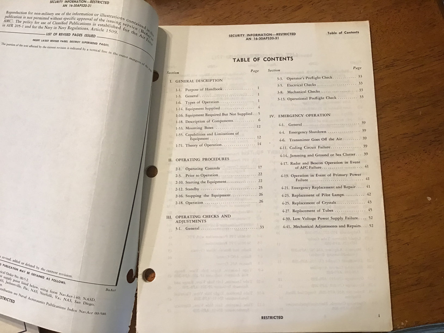 1953 AN/APS-20B Radar Set Operation Handbook AN 16-30APS20-31 Restricted USAF Navy Manual
