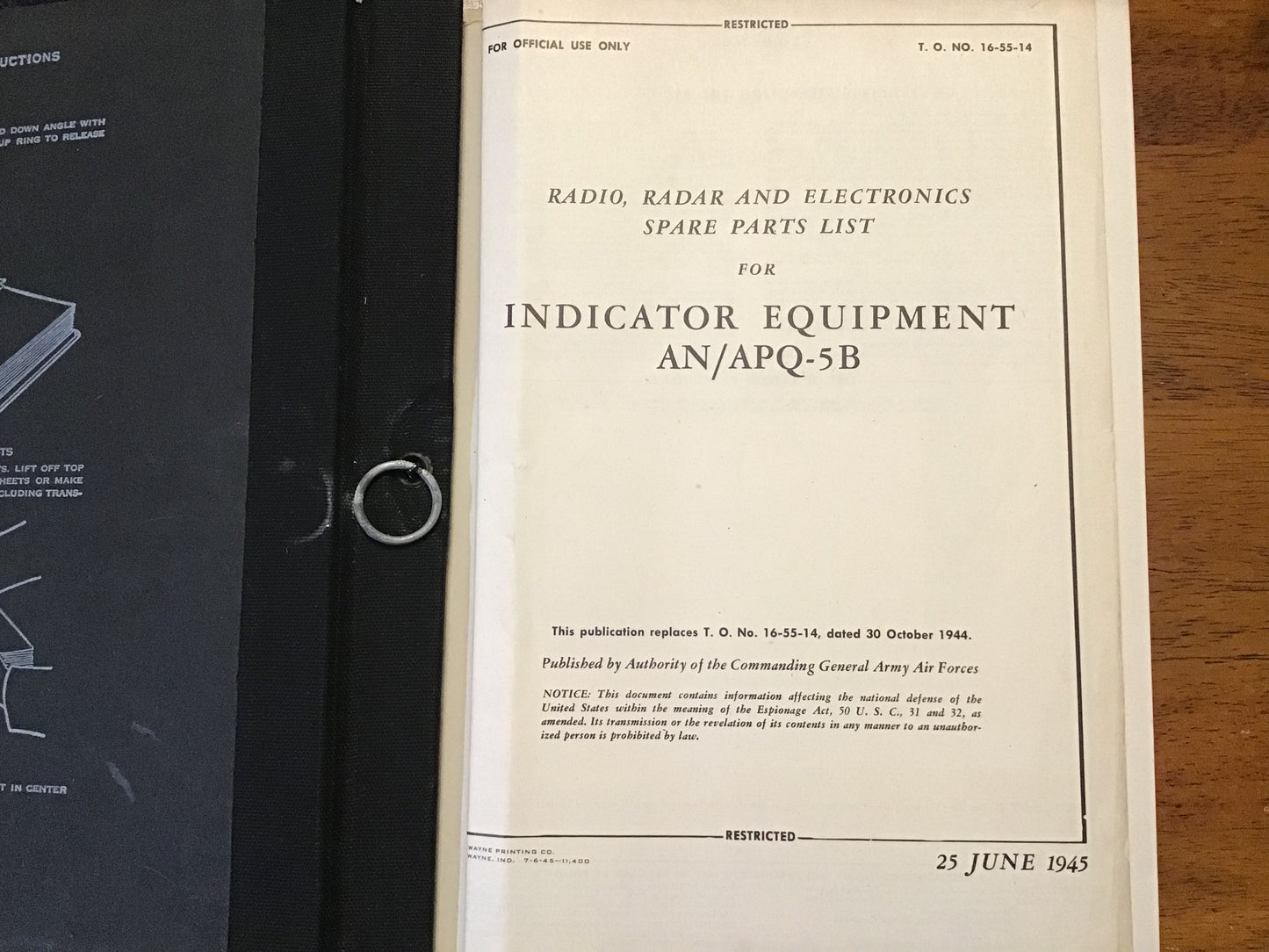WWII AN/APQ-5B Radar Indicator Equipment Manual Set 1945 Parts & Maintenance AAF