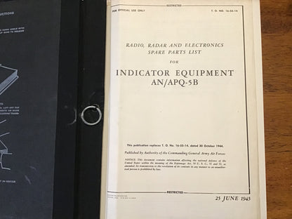 WWII AN/APQ-5B Radar Indicator Equipment Manual Set 1945 Parts & Maintenance AAF