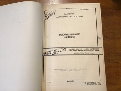 WWII AN/APQ-5B Radar Indicator Equipment Manual Set 1945 Parts & Maintenance AAF