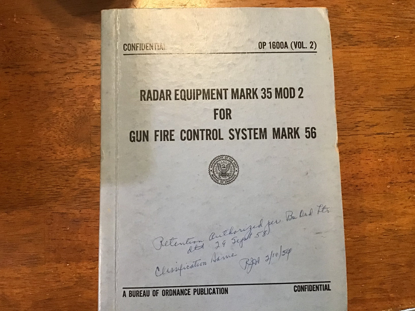 1949 US Navy Radar Equipment Mark 35 Mod 2 Gun Fire Control System Mark 56 Manual OP-1600A