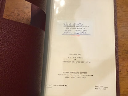 1954 Sperry AN/UPM-11 Beacon Kit Installation Instructions Manual USAF Radar Avionics