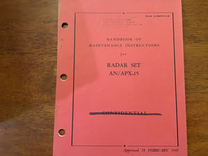 WWII USAAF AN/APX-15 Radar Set Maintenance Manual T.O. 16-30APX15-2-M 1945 Original