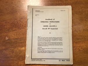 WWII 1944 AN/APX-2 Aircraft IFF Equipment Operating Instructions Handbook Manual