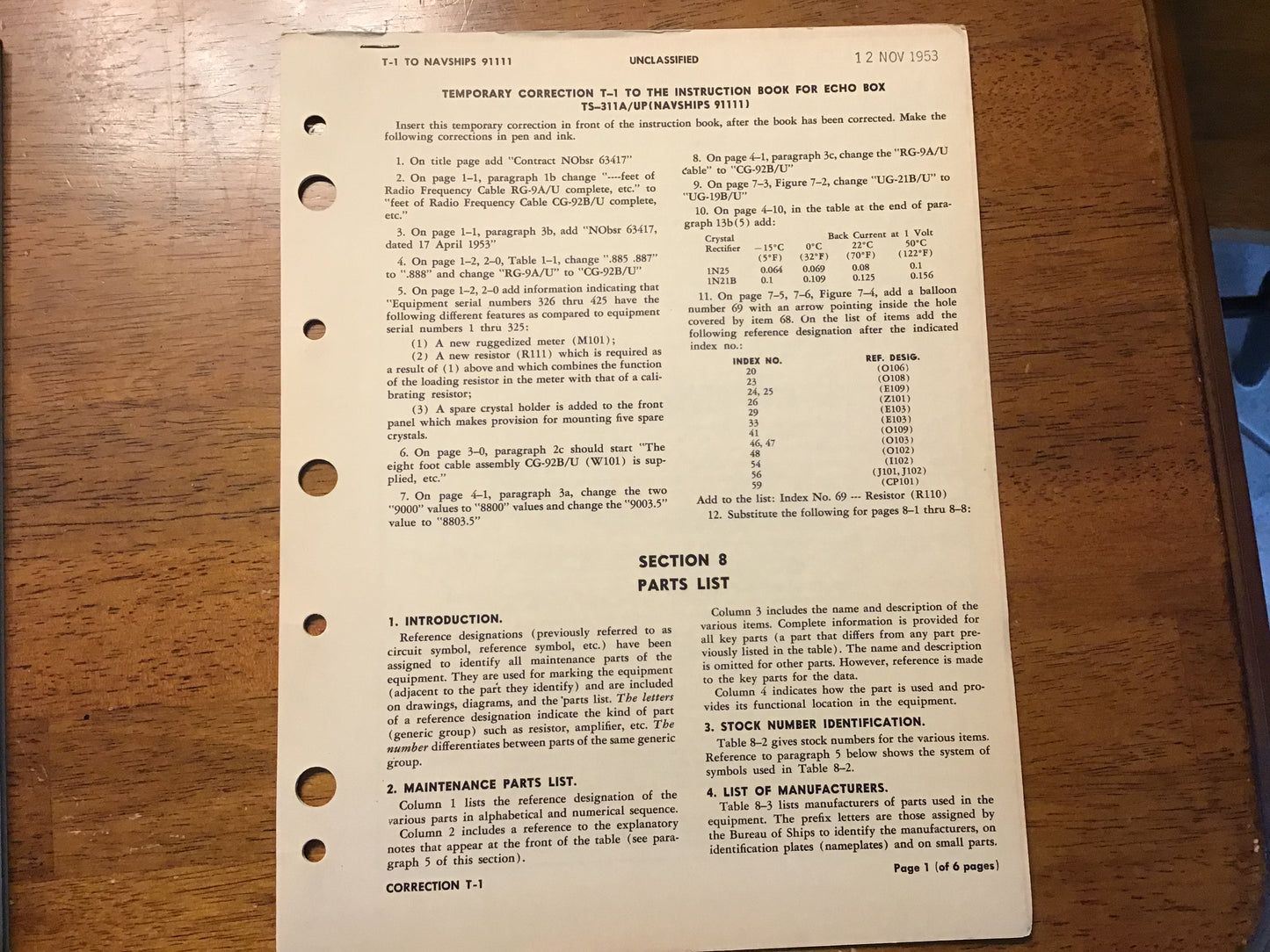 1948 US Navy Echo Box TS-311A/UP NAVSHIPS 91111 Instruction Manual + 1953 T-1 Update