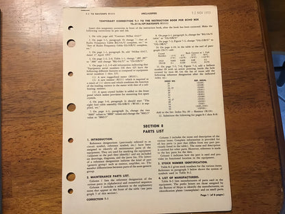 1948 US Navy Echo Box TS-311A/UP NAVSHIPS 91111 Instruction Manual + 1953 T-1 Update