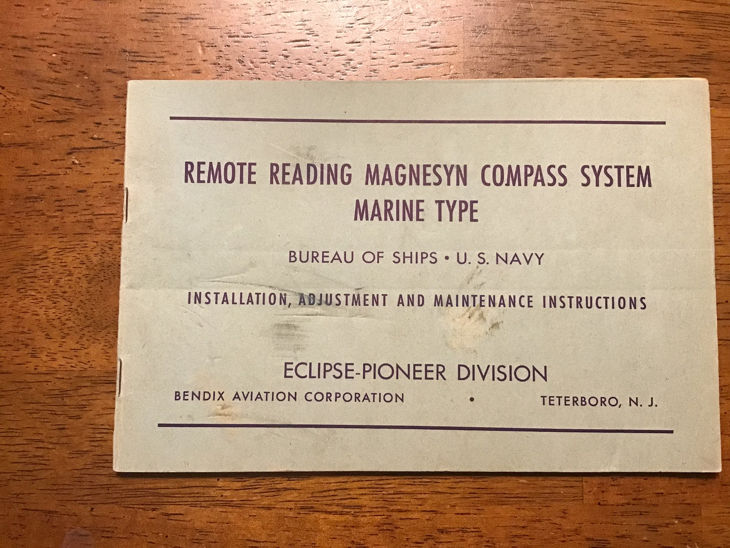 WWII US Navy Remote Reading Magnesyn Compass System Manual Bendix 1944 Marine Type