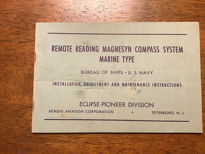 WWII US Navy Remote Reading Magnesyn Compass System Manual Bendix 1944 Marine Type