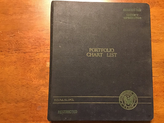 1951 US Navy Hydrographic Office Portfolio Chart List H.O. Pub No. 1-PCL Restricted Binder