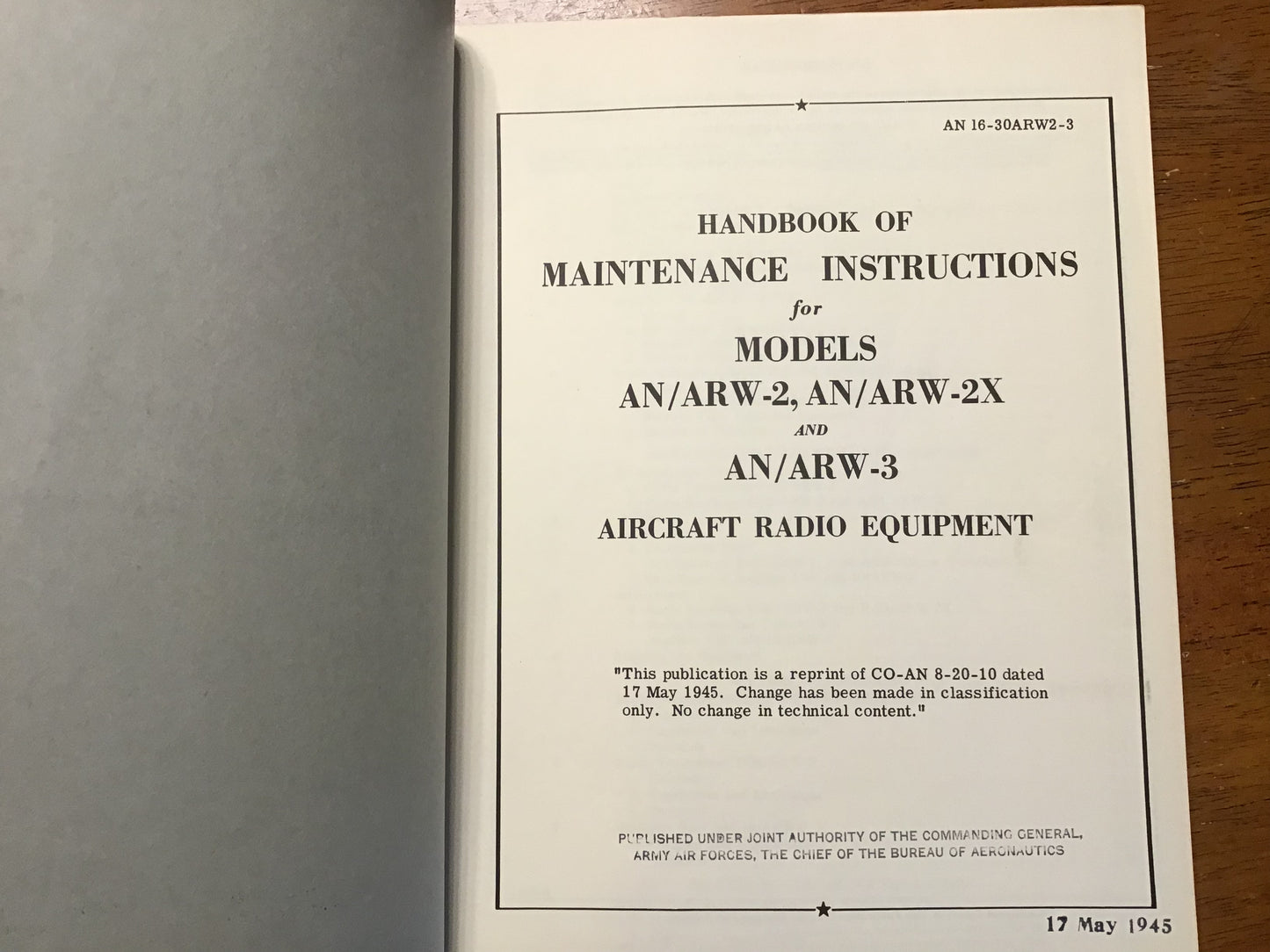 1945 AN/ARW-2 AN/ARW-2X AN/ARW-3 Aircraft Radio Equipment Maintenance Manual USAAF Navy